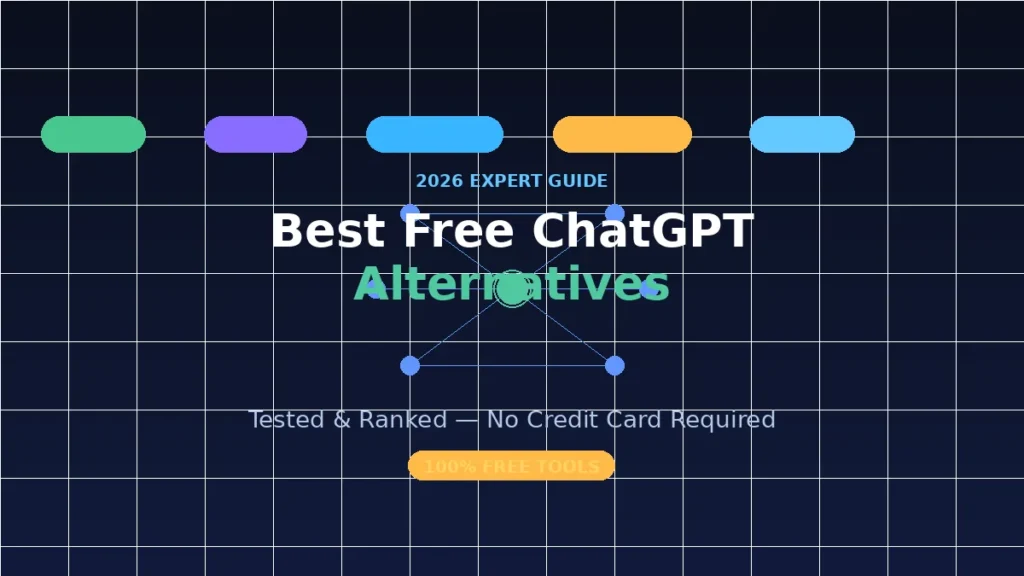 Best Free ChatGPT Alternatives: Expert Picks Comparison graphic showing the best free ChatGPT alternatives including Gemini, Claude, DeepSeek, and Perplexity."