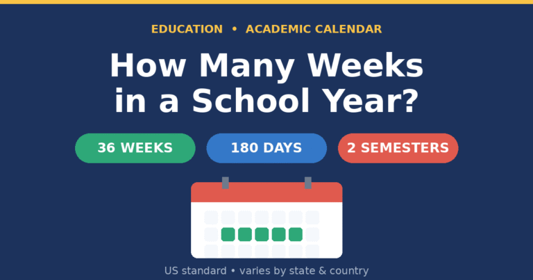How Many Weeks in a School Year? Complete Guide How many weeks in a school year infographic showing 36 weeks and 180 days for the US academic calendar